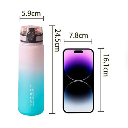 One-Handed Open Sports Water Bottle, Leak-Proof, With Time Scale, Durable Leak-Proof Water Bottle, BPA-Free, Wide Mouth Design,