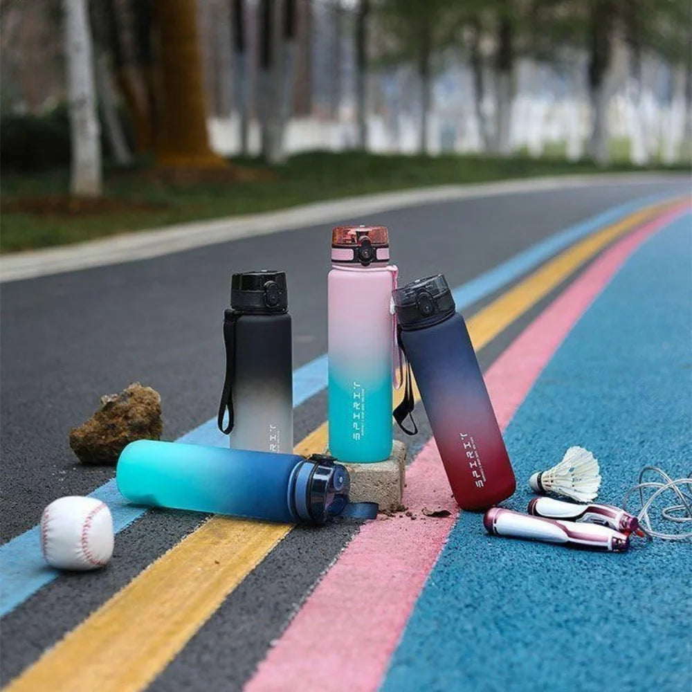 One-Handed Open Sports Water Bottle, Leak-Proof, With Time Scale, Durable Leak-Proof Water Bottle, BPA-Free, Wide Mouth Design,