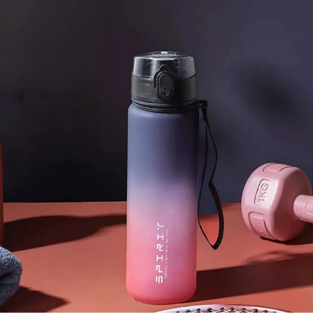 One-Handed Open Sports Water Bottle, Leak-Proof, With Time Scale, Durable Leak-Proof Water Bottle, BPA-Free, Wide Mouth Design,