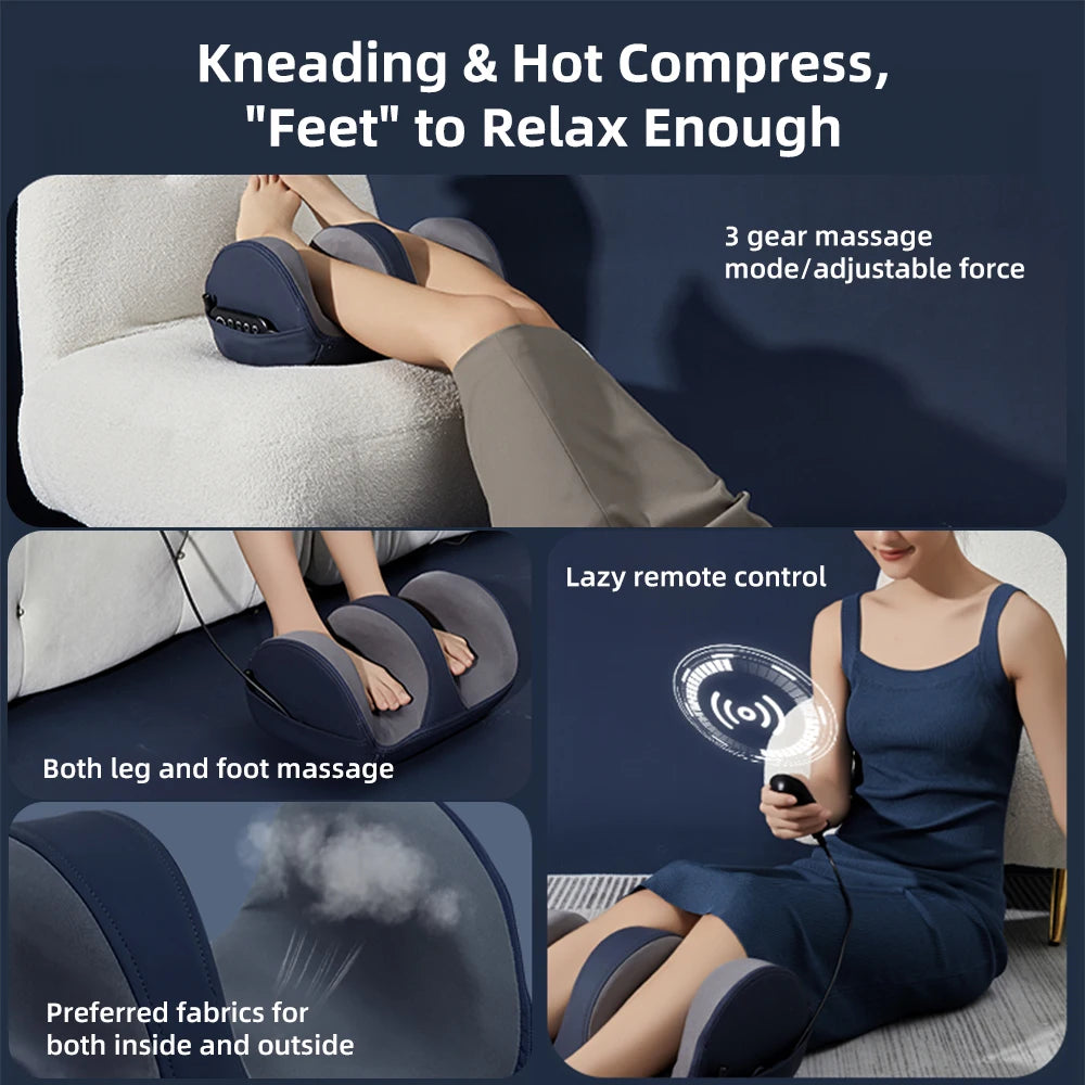 Electric Leg Massager Heating Therapy Hot Compress Shiatsu Kneading Roller Muscle Relaxation Pain Relief Foot Spa Machine