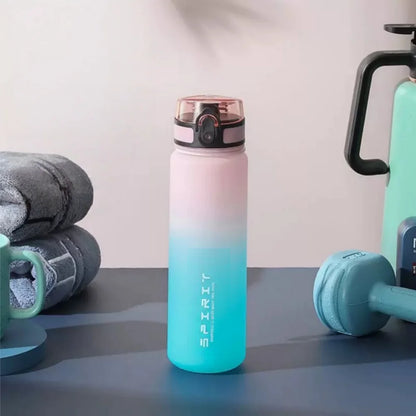 One-Handed Open Sports Water Bottle, Leak-Proof, With Time Scale, Durable Leak-Proof Water Bottle, BPA-Free, Wide Mouth Design,