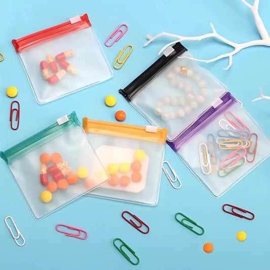 7pcs Pill Pouch Bags，Reusable Zippered Pill Pouch Set， Medicine Organizer 7 Colors Self Sealing, Translucent Medicine Bags Trave