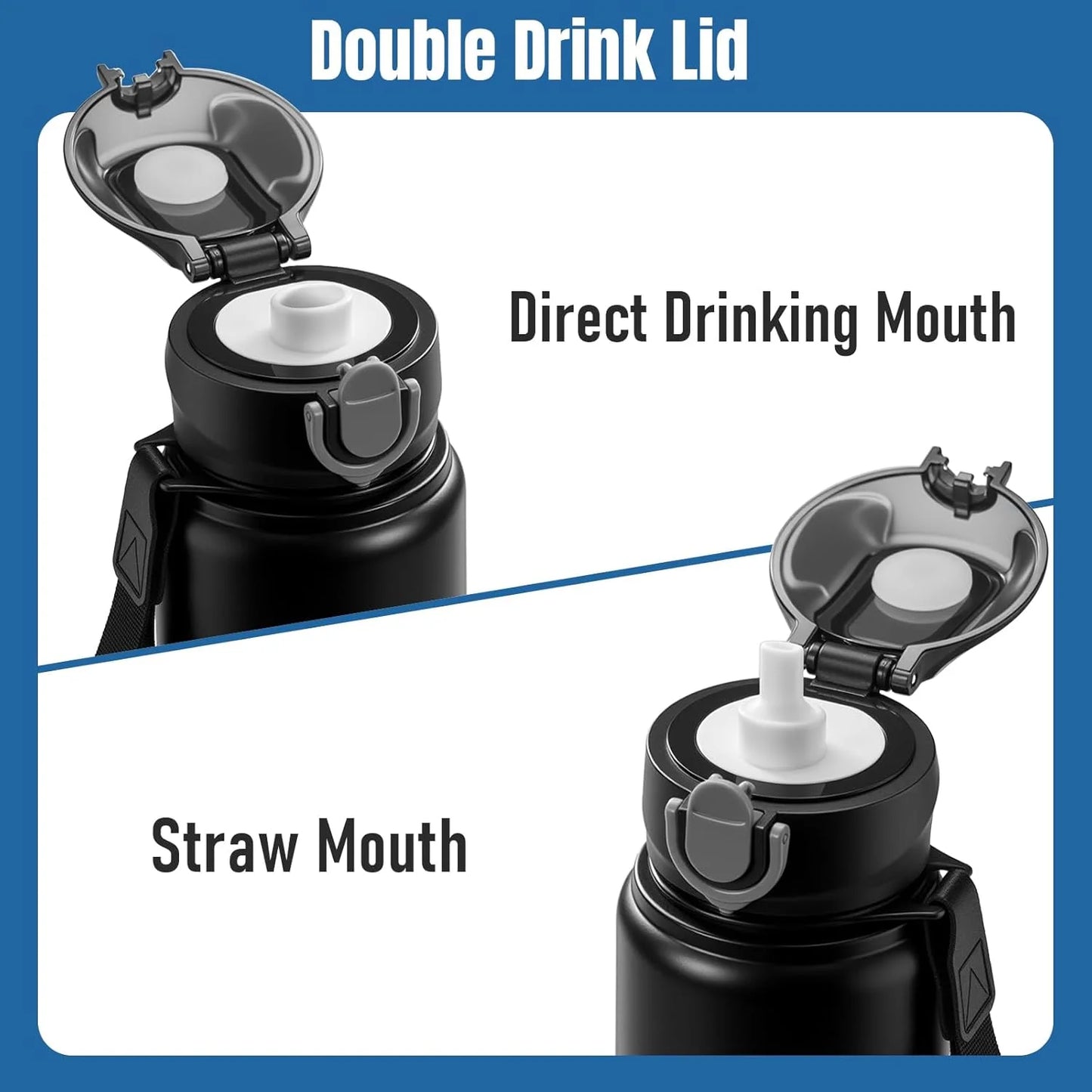One-Handed Open Sports Water Bottle, Leak-Proof, With Time Scale, Durable Leak-Proof Water Bottle, BPA-Free, Wide Mouth Design,