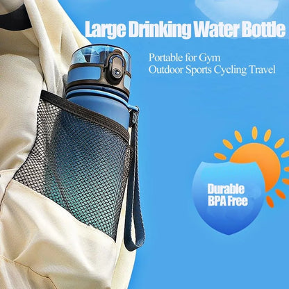 One-Handed Open Sports Water Bottle, Leak-Proof, With Time Scale, Durable Leak-Proof Water Bottle, BPA-Free, Wide Mouth Design,
