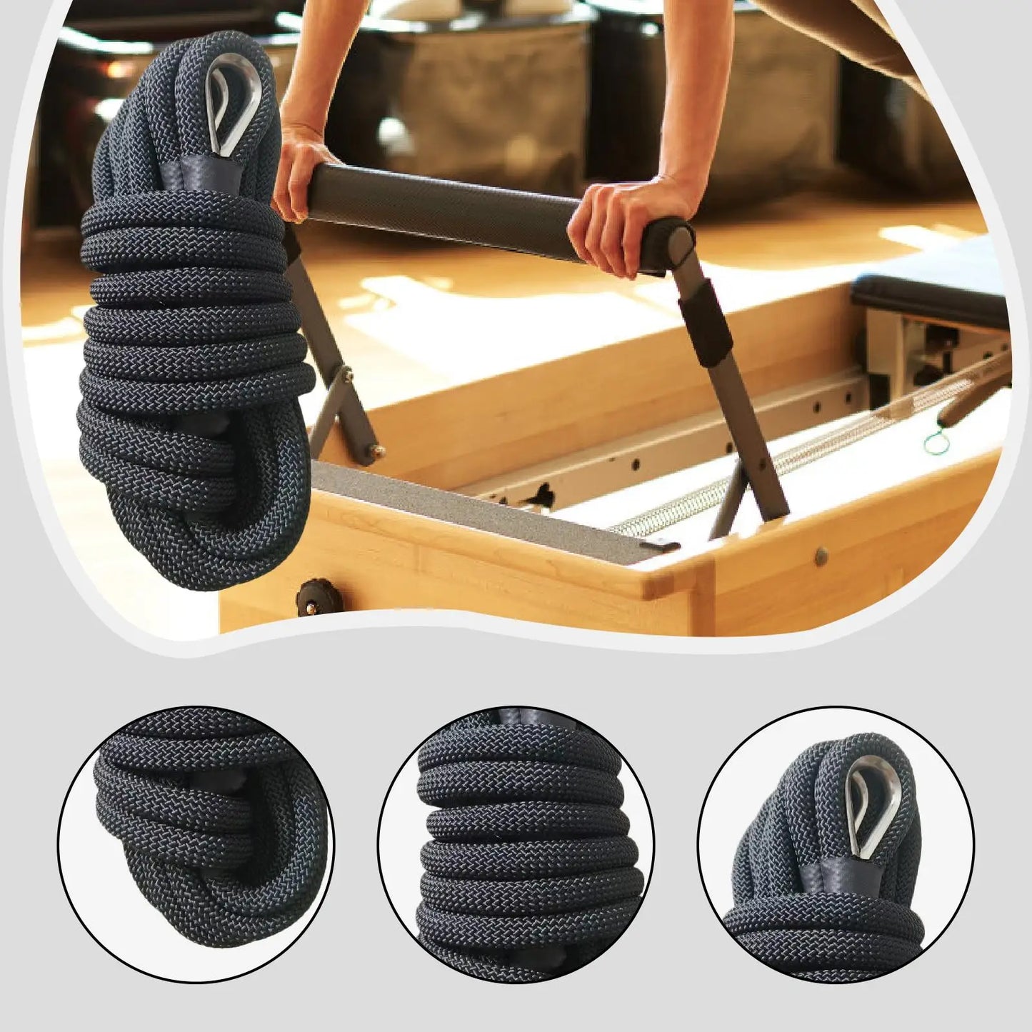 Pilates Reformer Pull Rope Part for Yoga Exercise Equipment Balance Training With Iron Ring Versatile Professional Band  Strap