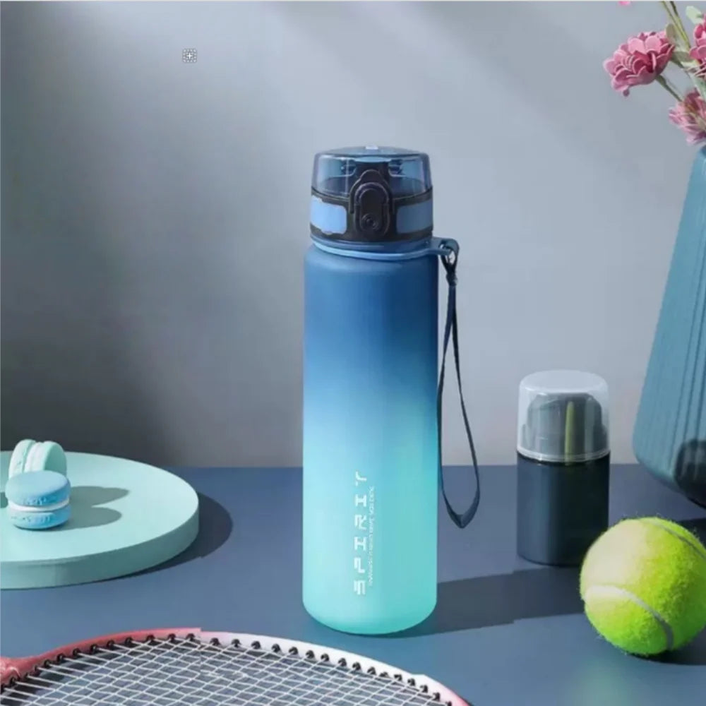 One-Handed Open Sports Water Bottle, Leak-Proof, With Time Scale, Durable Leak-Proof Water Bottle, BPA-Free, Wide Mouth Design,