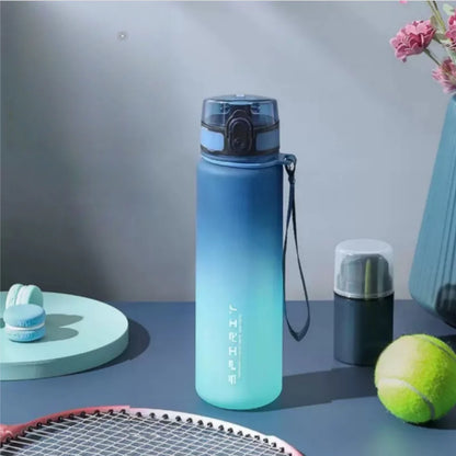 One-Handed Open Sports Water Bottle, Leak-Proof, With Time Scale, Durable Leak-Proof Water Bottle, BPA-Free, Wide Mouth Design,