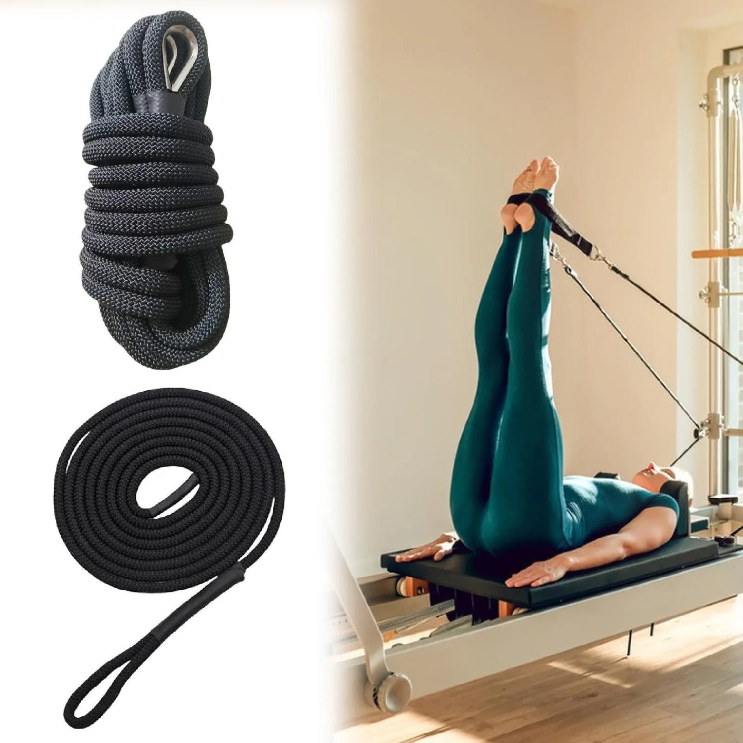 Pilates Reformer Pull Rope Part for Yoga Exercise Equipment Balance Training With Iron Ring Versatile Professional Band  Strap
