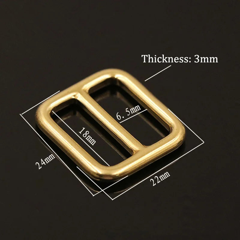Solid Brass Rectangular Adjuster Buckle Cast Tri Glide Slide Backpack Strip webbing  leather craft Bag Shoulder Strap Belt