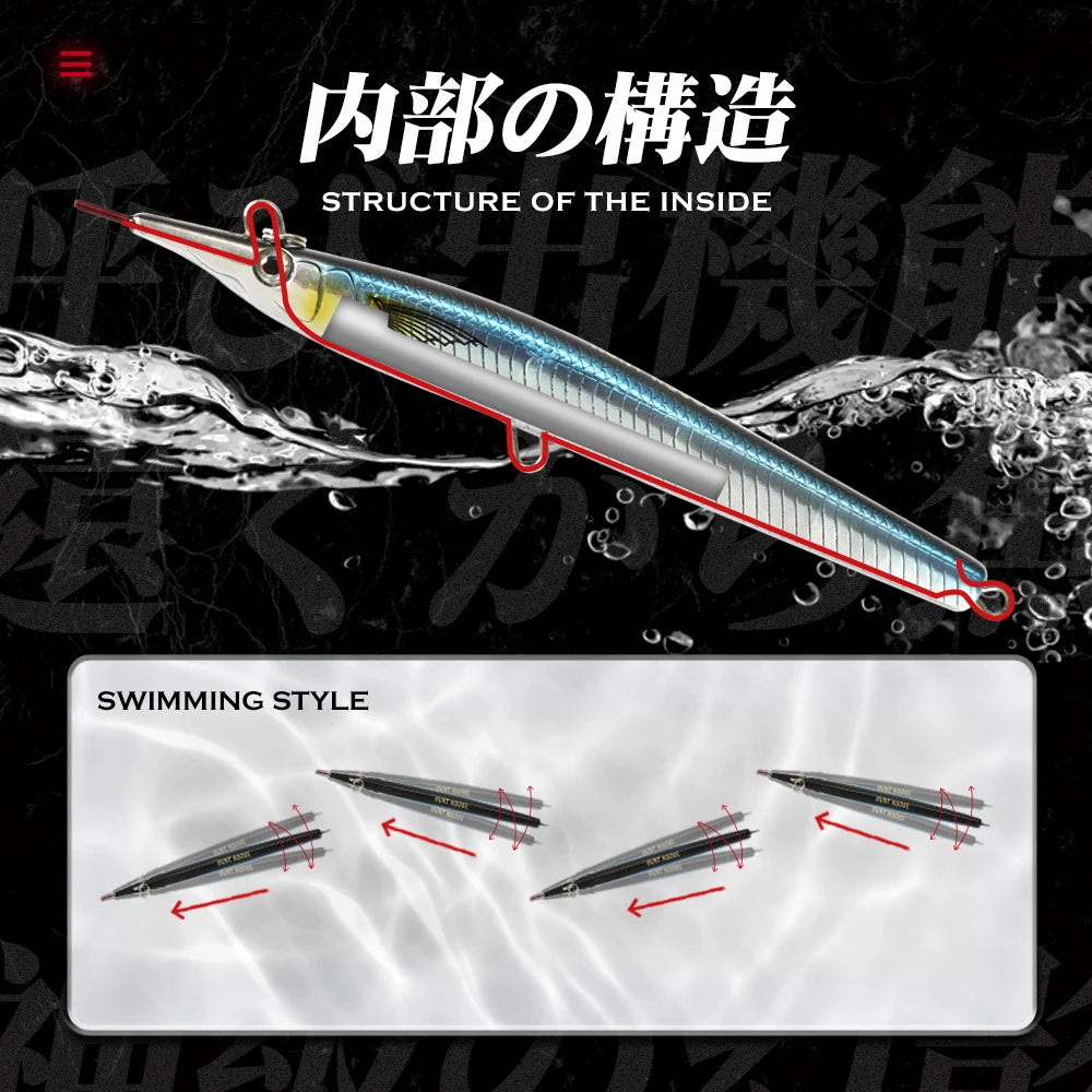 Hunthouse Needle Fish Fishing Lure 140mm/180mm Long Casting Pencil Stylo Stickbait Sinking Skipping Garfish Sphyraena Pesca