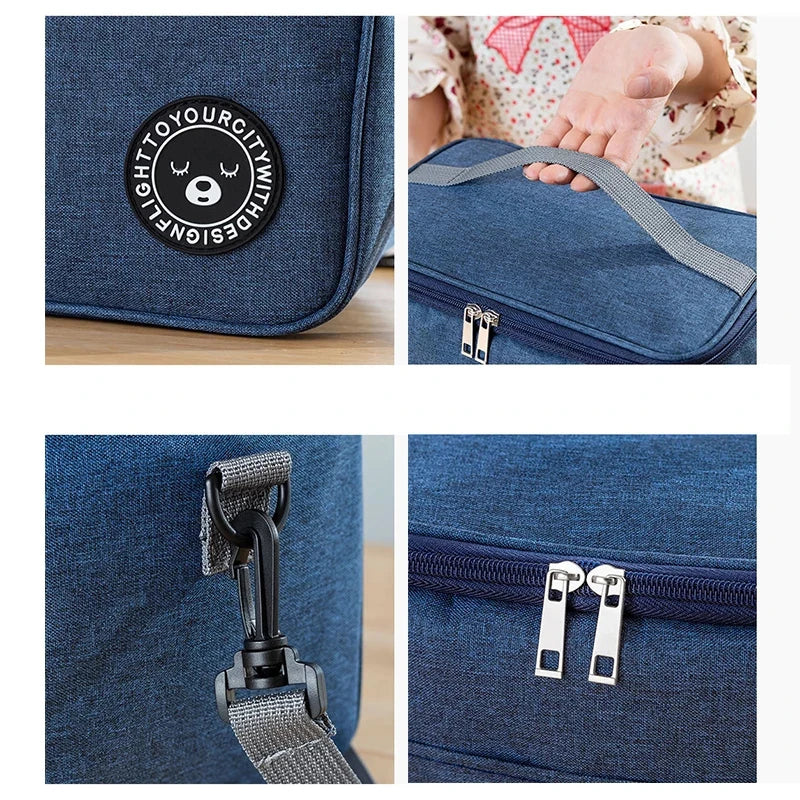 Portable Thermal Food Bag Camping Picnic Waterproof Easy Clean Insulated Lunch Bag With Shoulder Strap Working Office Lunchbox