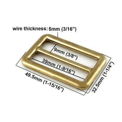 Solid Brass Rectangular Adjuster Buckle Cast Tri Glide Slide Backpack Strip webbing  leather craft Bag Shoulder Strap Belt