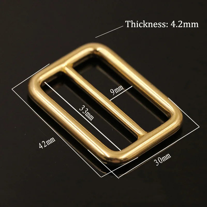 Solid Brass Rectangular Adjuster Buckle Cast Tri Glide Slide Backpack Strip webbing  leather craft Bag Shoulder Strap Belt