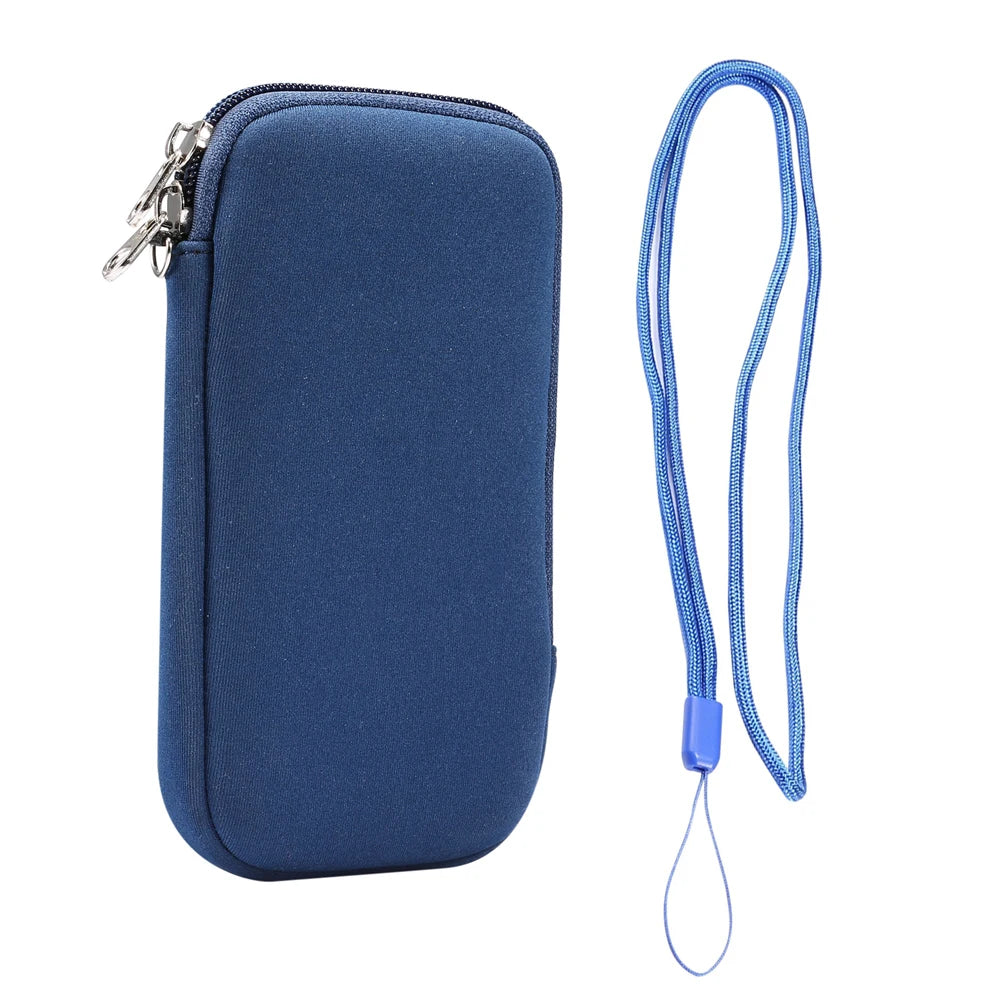 Universal Neoprene Mobile Phone Bag Case With Shoulder Strap For iPhone 16 15 14 Pro Max Samsung Xiaomi Huawei Shockproof Pouch