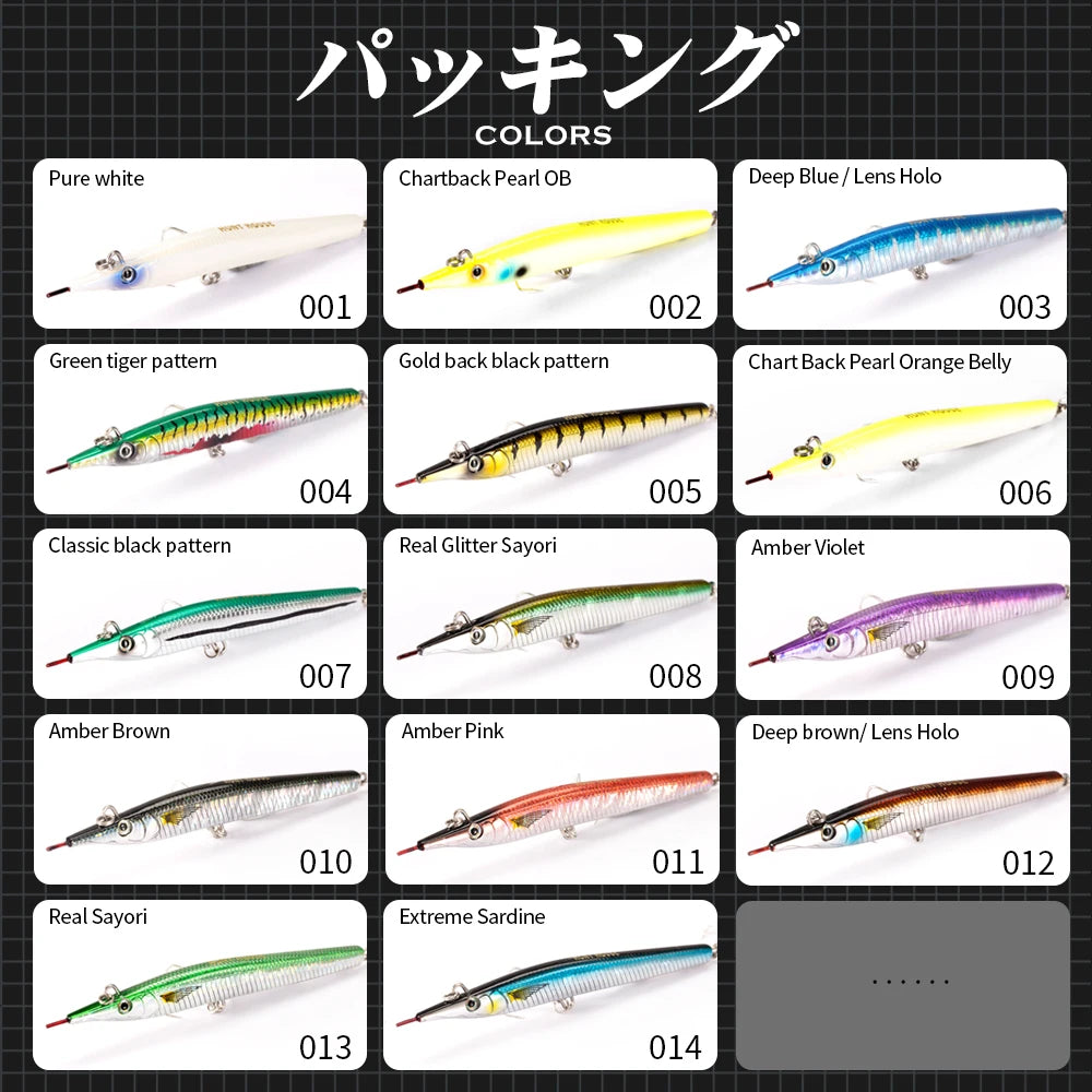Hunthouse Needle Fish Fishing Lure 140mm/180mm Long Casting Pencil Stylo Stickbait Sinking Skipping Garfish Sphyraena Pesca