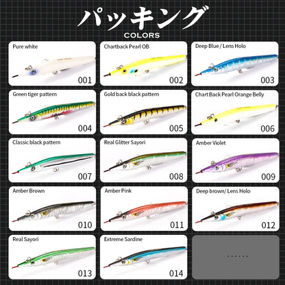 Hunthouse Needle Fish Fishing Lure 140mm/180mm Long Casting Pencil Stylo Stickbait Sinking Skipping Garfish Sphyraena Pesca