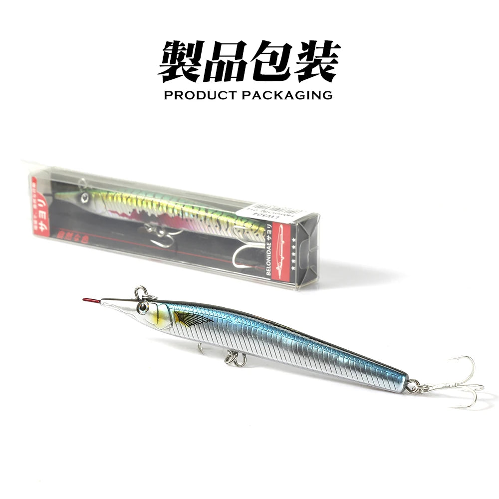 Hunthouse Needle Fish Fishing Lure 140mm/180mm Long Casting Pencil Stylo Stickbait Sinking Skipping Garfish Sphyraena Pesca