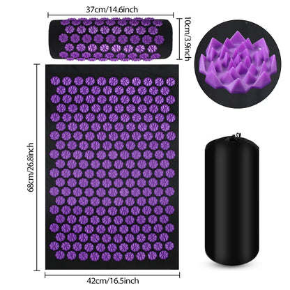 Pranamat Eco Lotus Spike Mat Acupuncture Massage Cushion Kuznetsov's Applicator for Neck Foot Back Yoga Acupressure Massage Mat