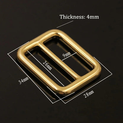 Solid Brass Rectangular Adjuster Buckle Cast Tri Glide Slide Backpack Strip webbing  leather craft Bag Shoulder Strap Belt