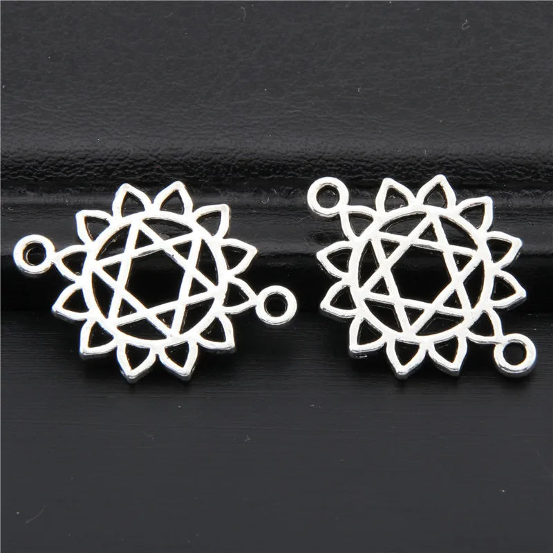 21pcs   7 Chakra Silver Color Zinc Alloy Mandala Yoga Charm Connector OM Pendant Fit Handmade Jewelry