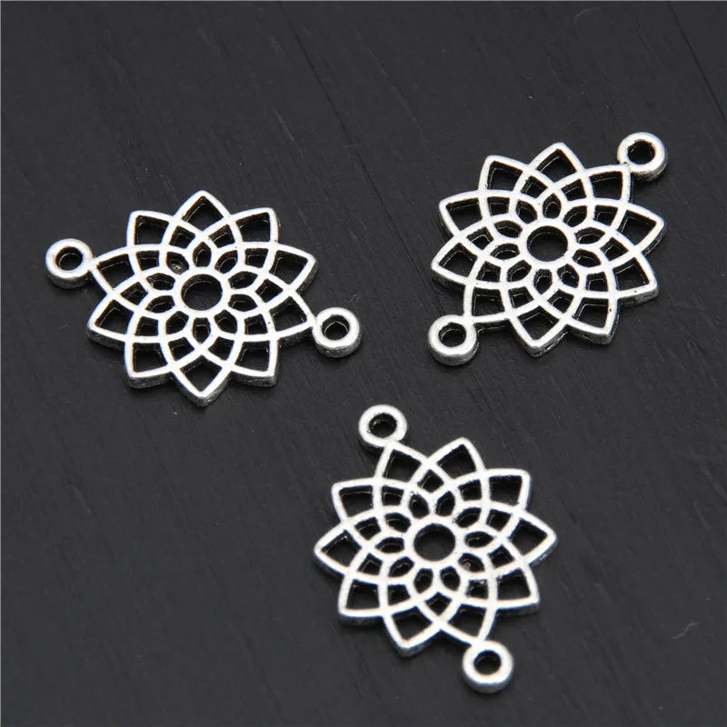 21pcs   7 Chakra Silver Color Zinc Alloy Mandala Yoga Charm Connector OM Pendant Fit Handmade Jewelry