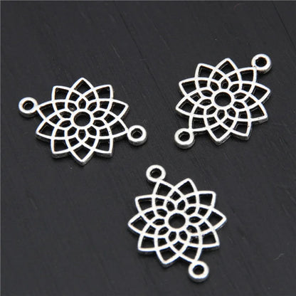 21pcs   7 Chakra Silver Color Zinc Alloy Mandala Yoga Charm Connector OM Pendant Fit Handmade Jewelry