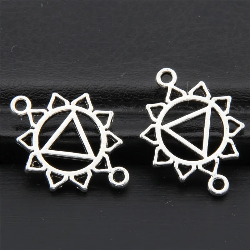 21pcs   7 Chakra Silver Color Zinc Alloy Mandala Yoga Charm Connector OM Pendant Fit Handmade Jewelry