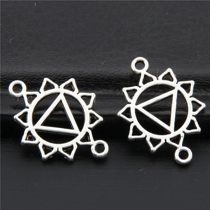 21pcs   7 Chakra Silver Color Zinc Alloy Mandala Yoga Charm Connector OM Pendant Fit Handmade Jewelry