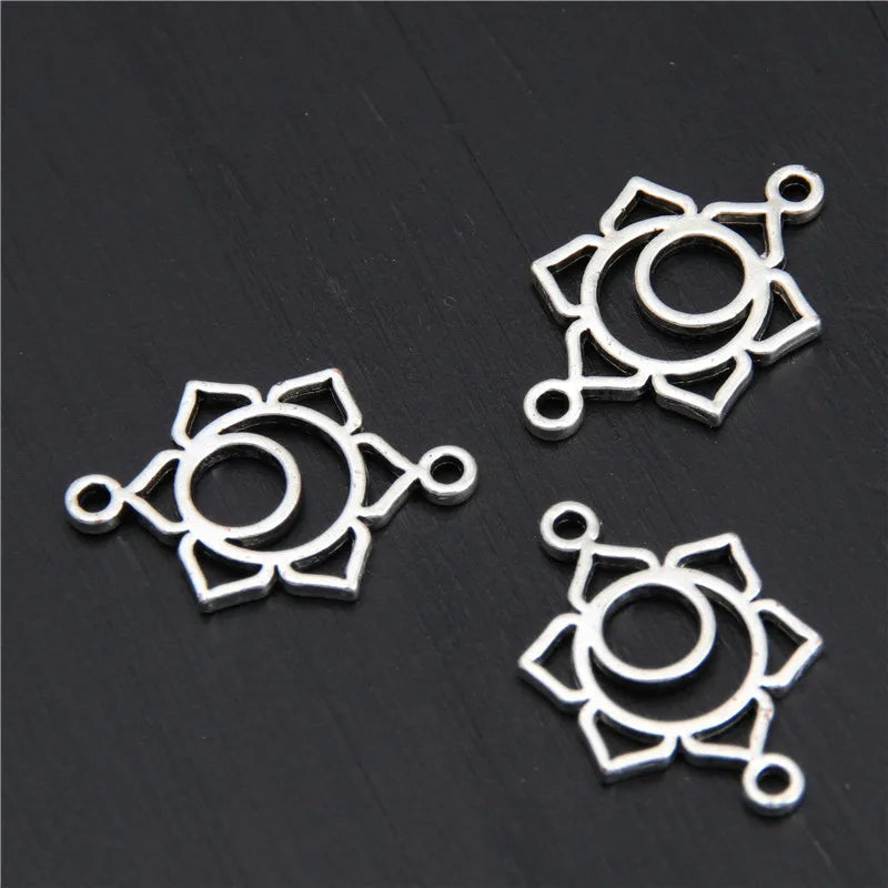 21pcs   7 Chakra Silver Color Zinc Alloy Mandala Yoga Charm Connector OM Pendant Fit Handmade Jewelry