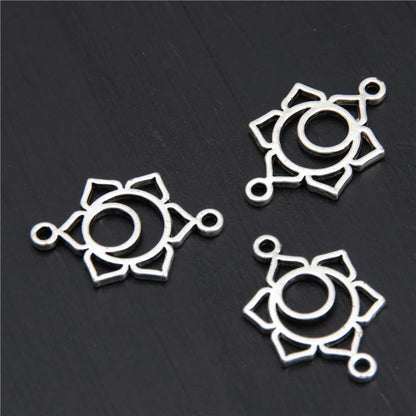21pcs   7 Chakra Silver Color Zinc Alloy Mandala Yoga Charm Connector OM Pendant Fit Handmade Jewelry