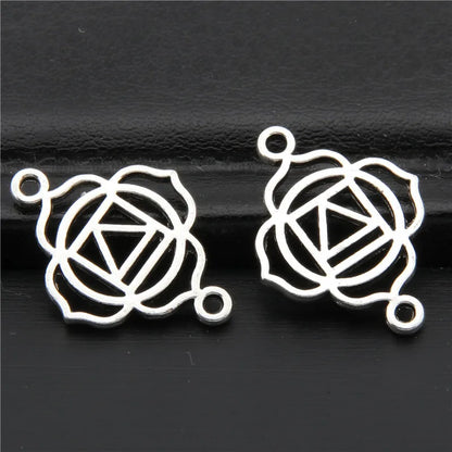 21pcs   7 Chakra Silver Color Zinc Alloy Mandala Yoga Charm Connector OM Pendant Fit Handmade Jewelry