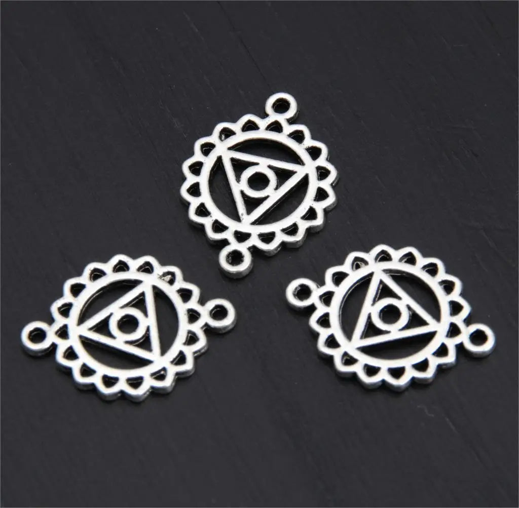 21pcs   7 Chakra Silver Color Zinc Alloy Mandala Yoga Charm Connector OM Pendant Fit Handmade Jewelry