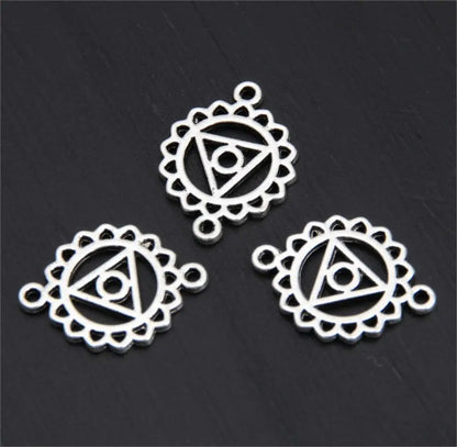 21pcs   7 Chakra Silver Color Zinc Alloy Mandala Yoga Charm Connector OM Pendant Fit Handmade Jewelry