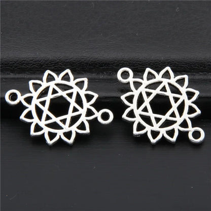 21pcs   7 Chakra Silver Color Zinc Alloy Mandala Yoga Charm Connector OM Pendant Fit Handmade Jewelry