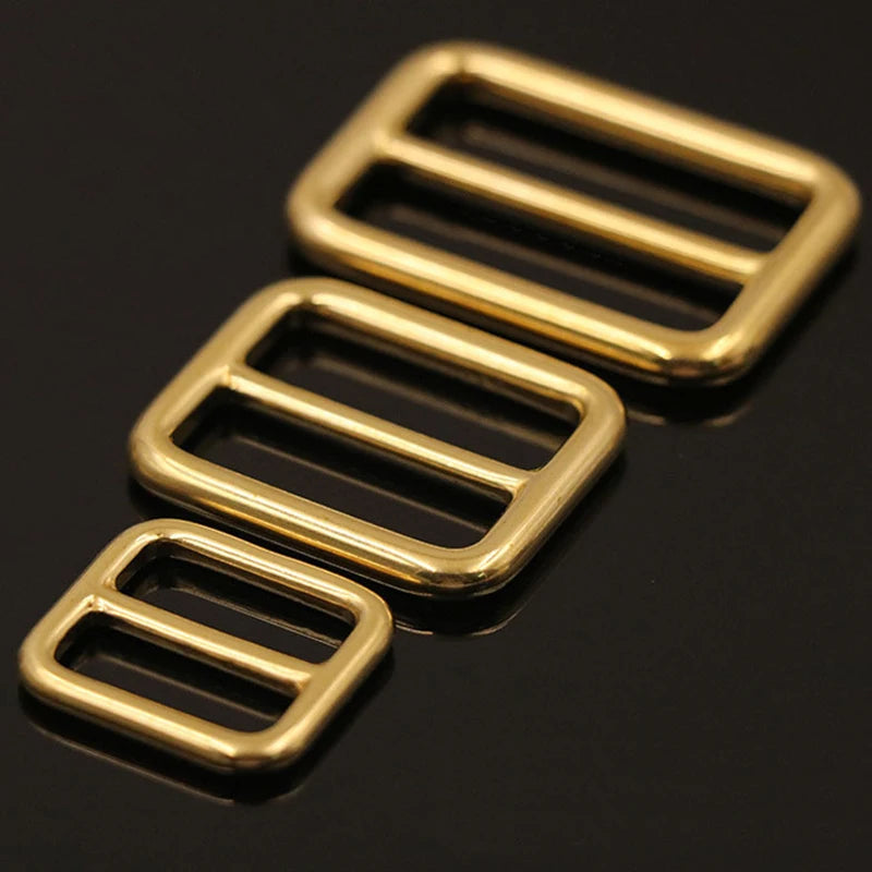 Solid Brass Rectangular Adjuster Buckle Cast Tri Glide Slide Backpack Strip webbing  leather craft Bag Shoulder Strap Belt