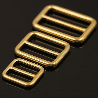 Solid Brass Rectangular Adjuster Buckle Cast Tri Glide Slide Backpack Strip webbing  leather craft Bag Shoulder Strap Belt