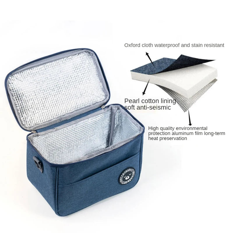 Portable Thermal Food Bag Camping Picnic Waterproof Easy Clean Insulated Lunch Bag With Shoulder Strap Working Office Lunchbox