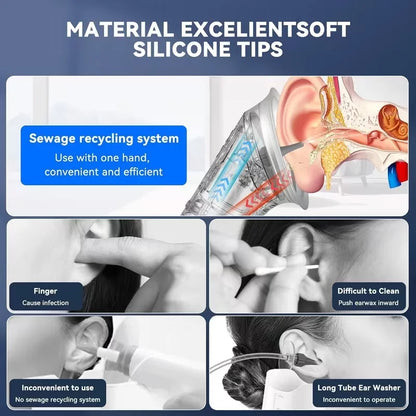 Rechargeable Ear Cleaner for Removing Earwax Integrated Dry and Dirty Storage Replaceable NozzleVisual Sewage Recovery Window