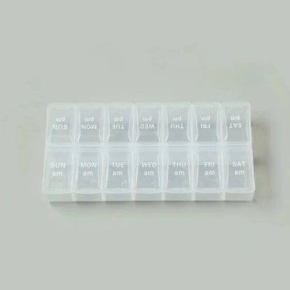 New Hot Premuim Portable Weekly Pill Organizer Case Box Storage Container 7 Day 2 Times 14 Grids for Vitamin Medicine Fish Oils