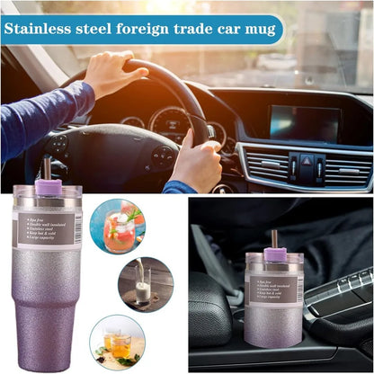 30oz 890ML Stainless Steel Vacuum Tumbler With Straw Leakproof Thermal Car Mug Outdoor Sports Water Bottle