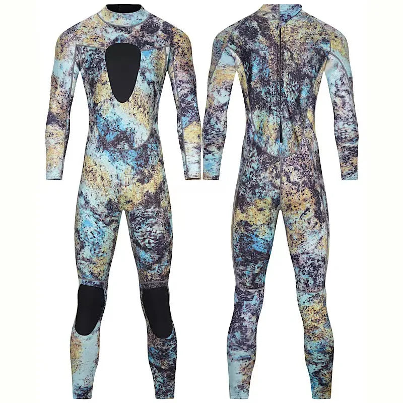 3MM Neoprene Camouflage One-piece Wetsuit Back Zipper Chest Knee Pads For Warmth Under Water Hunting Snorkeling Surfing