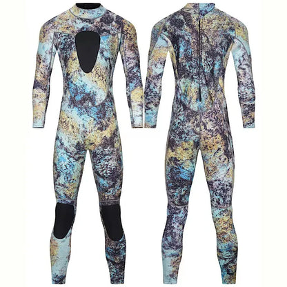 3MM Neoprene Camouflage One-piece Wetsuit Back Zipper Chest Knee Pads For Warmth Under Water Hunting Snorkeling Surfing