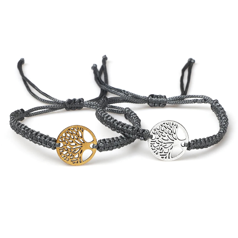 Lucky Red String Braid Bracelets Classic Retro Alloy The Tree of Life Handmade Men Women Kid Wristband Yoga Jewelry Gift Bangles