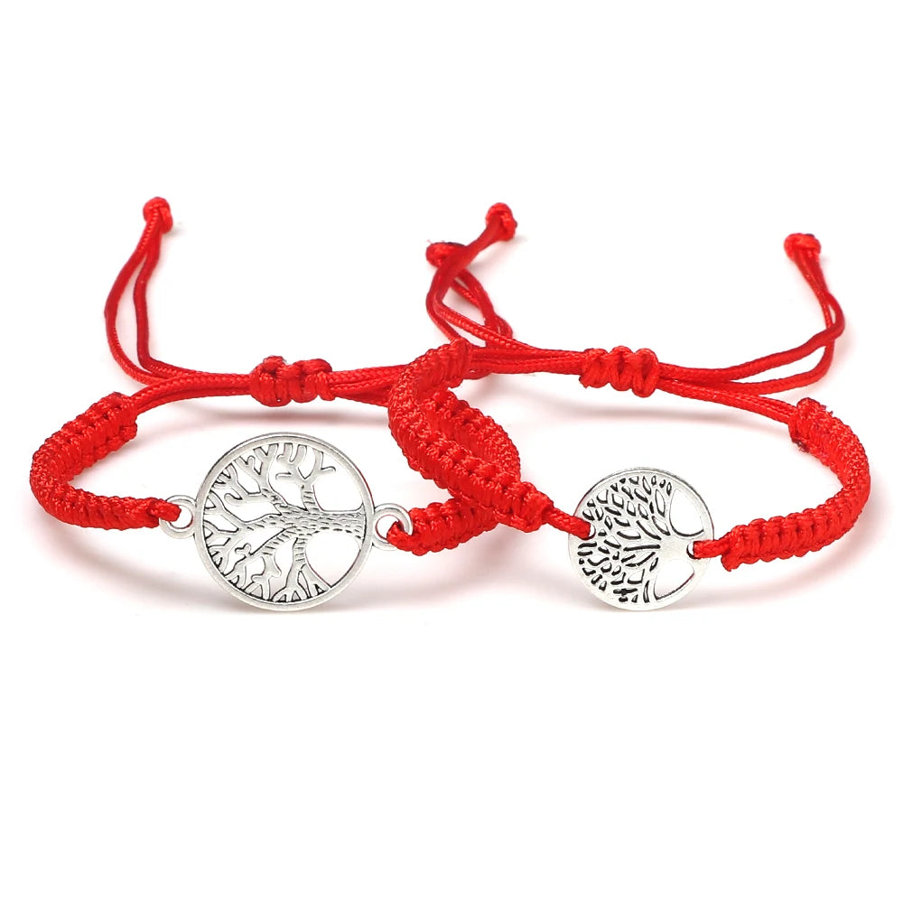 Lucky Red String Braid Bracelets Classic Retro Alloy The Tree of Life Handmade Men Women Kid Wristband Yoga Jewelry Gift Bangles