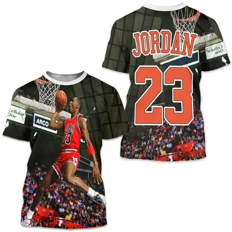24/25 Hot Selling Fashion Michael J-Jordan Basketball-N-nbaT T-shirt Sports Top Short Sleeved 3D Printed Quick Drying T-shirt