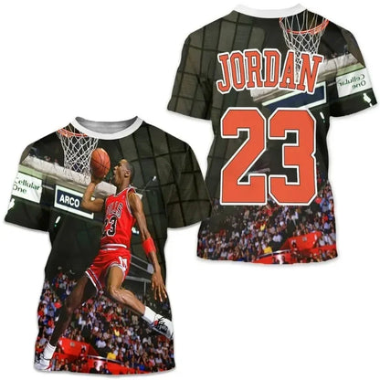 24/25 Hot Selling Fashion Michael J-Jordan Basketball-N-nbaT T-shirt Sports Top Short Sleeved 3D Printed Quick Drying T-shirt