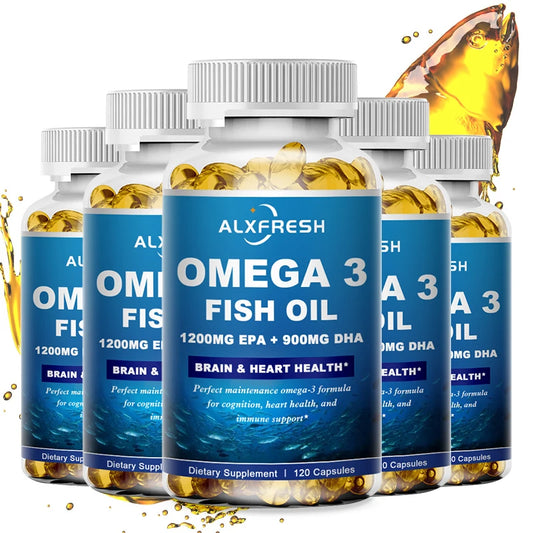 Alxfresh Omega 3 Fish Oil –3600mg High EPA 1300mg DHA 900mg–for Brain , Joint, Bone, Immune System Health Support Supplement
