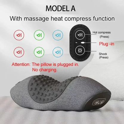 Heated Vibration U-Shape Neck Massage Pillow Cervical Relief Portable Travel Office Cushion
