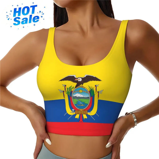 2026 Ecuador Flag Print Women Activities Sports Vest Yoga Vest Workout Vest for Women Lightweight Trendy