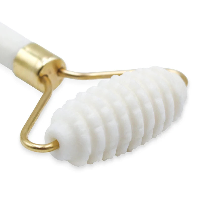 1pc Natural White Jade Roller Massager for Face Body Back Foot Massage Roller Facial Liftting Anti-wrinkle Double-end